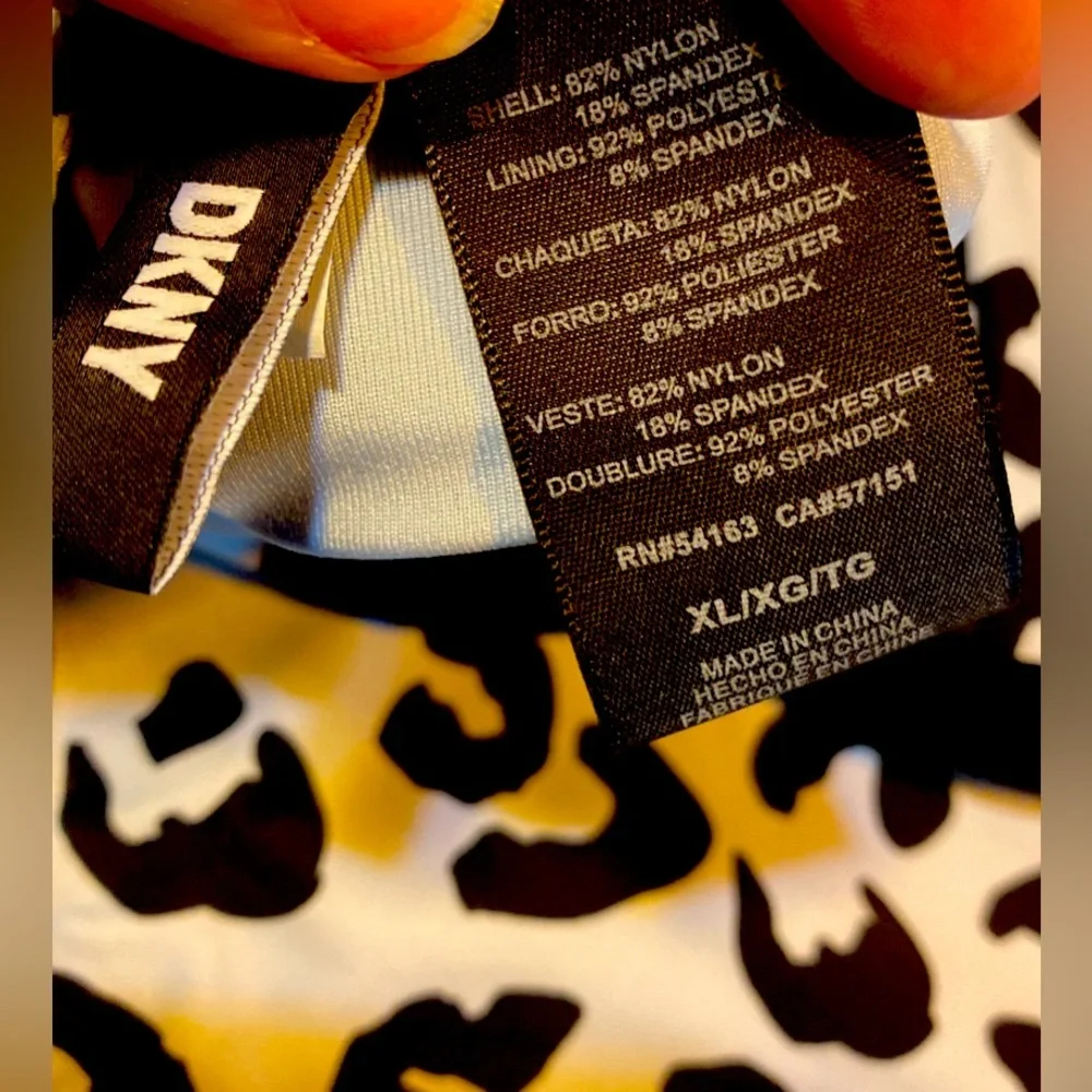 NWT DKNY Cheetah / Leopard Animal Print Hi Rise Bikini Size Top XL, Bottom Large - Picture 9 of 10